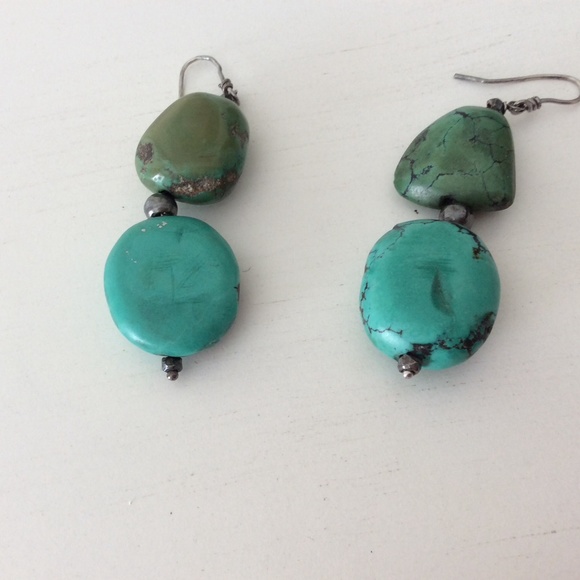 Green and blue turquoise drop earrings - Picture 1 of 3